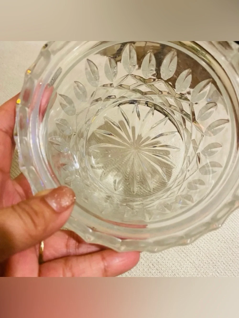 Vintage Clear Crystal Cut champagne cooler heavy Glass Decorative Vase by